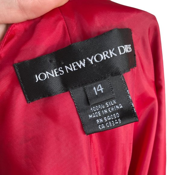 100% Silk Floral Dress 14 Maxi Long V-Neck Short Sleeve Satin Georgette Red - Picture 3 of 16